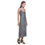 Beer hand drawn pattern V-Neck Open Fork Long Dress