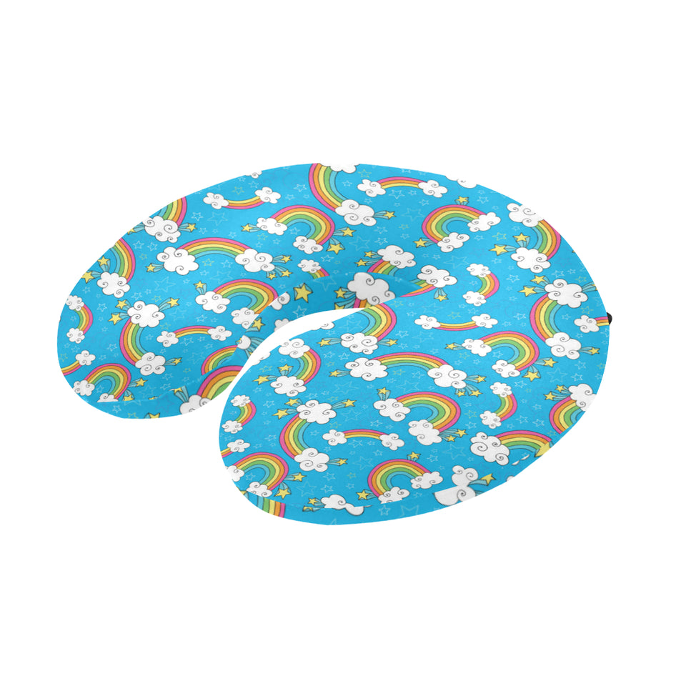 Rainbows Sky Clouds Pattern U-Shaped Travel Neck Pillow