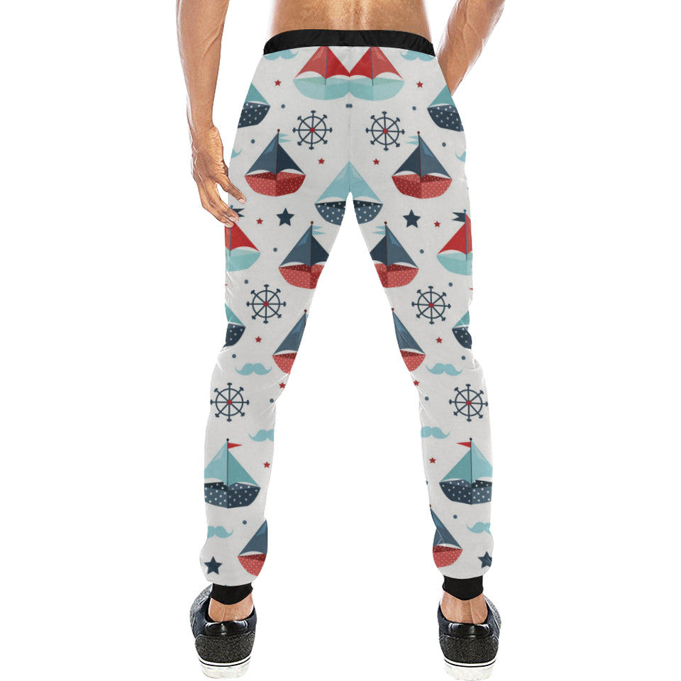 Cute color paper sailboat pattern Unisex Casual Sweatpants