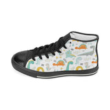 Cute funny kids dinosaurs pattern Women's High Top Canvas Shoes Black
