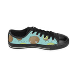 Kiwi blue background Men's Low Top Canvas Shoes Black