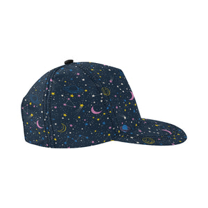 space pattern with planets, comets, constellations All Over Print Snapback Cap