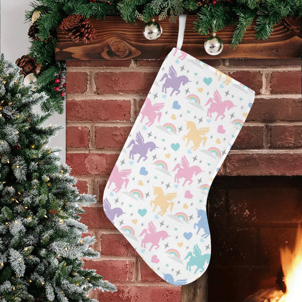 colorful unicorn rainbow heart pattern Christmas Stocking