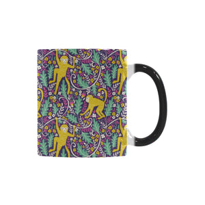 Cute yellow monkey leaves pattern Morphing Mug Heat Changing Mug