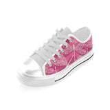 Beautiful dragonfly pink background Men's Low Top Canvas Shoes White
