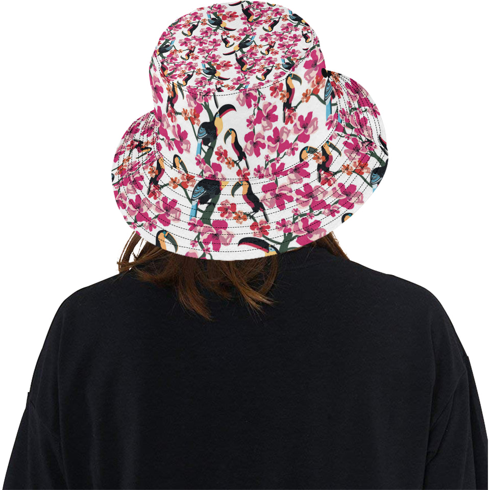 Toucan flower design pattern Unisex Bucket Hat