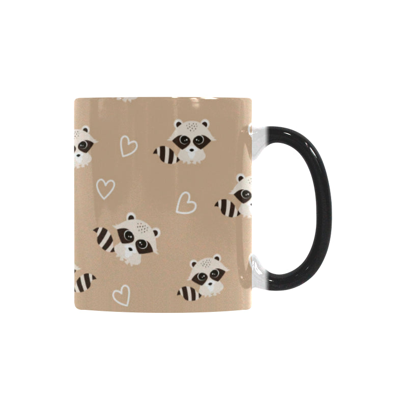 Cute raccoon heart pattern Morphing Mug Heat Changing Mug