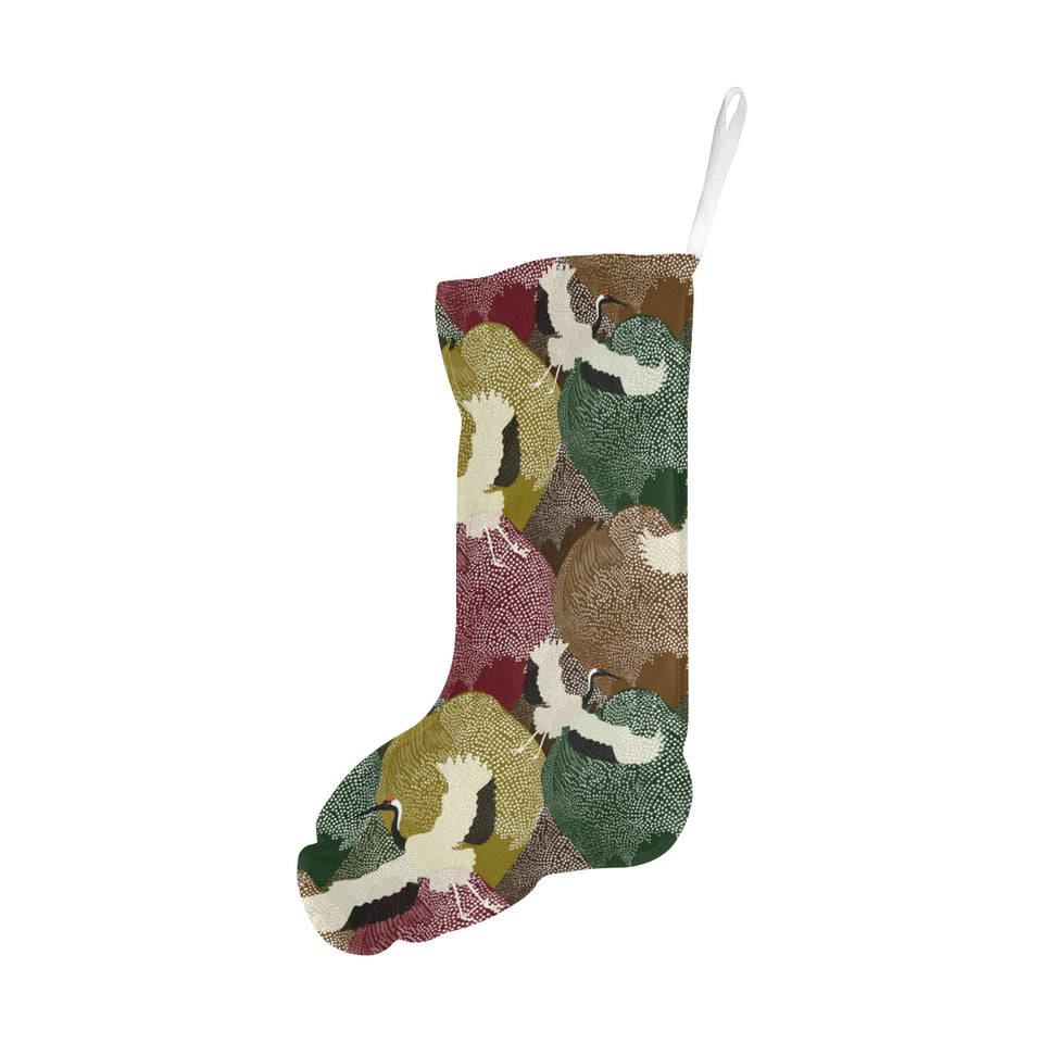 Japanese cranes flying forest dot pattern Christmas Stocking