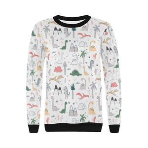 Cute cartoon dinosaurs tree pattern Women's Crew Neck Sweatshirt
