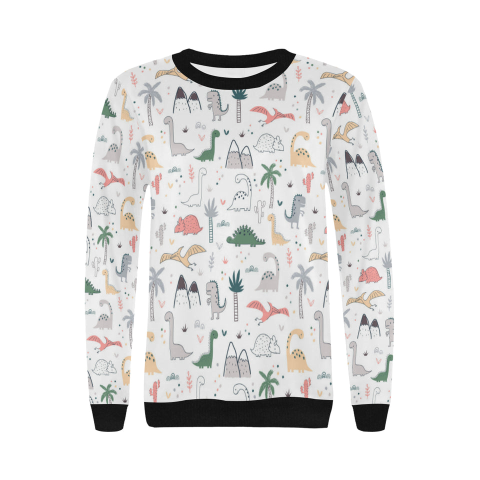 Cute cartoon dinosaurs tree pattern Women's Crew Neck Sweatshirt