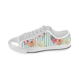 Colorful orchid flower pattern Men's Low Top Canvas Shoes White