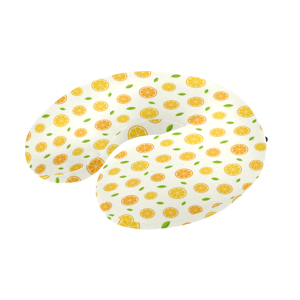 oranges leaves pattern U-Shaped Travel Neck Pillow