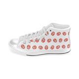 Daruma japanese wooden doll pattern Men's High Top Canvas Shoes White