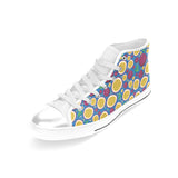 Passion fruit blue background Women's High Top Canvas Shoes White