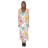 Clock butterfly pattern V-Neck Open Fork Long Dress