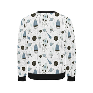 Hand drawn space elements space rocket star planet Men's Crew Neck Sweatshirt