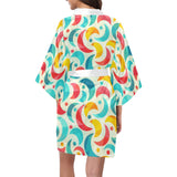 Colorful moon pattern Women's Short Kimono Robe