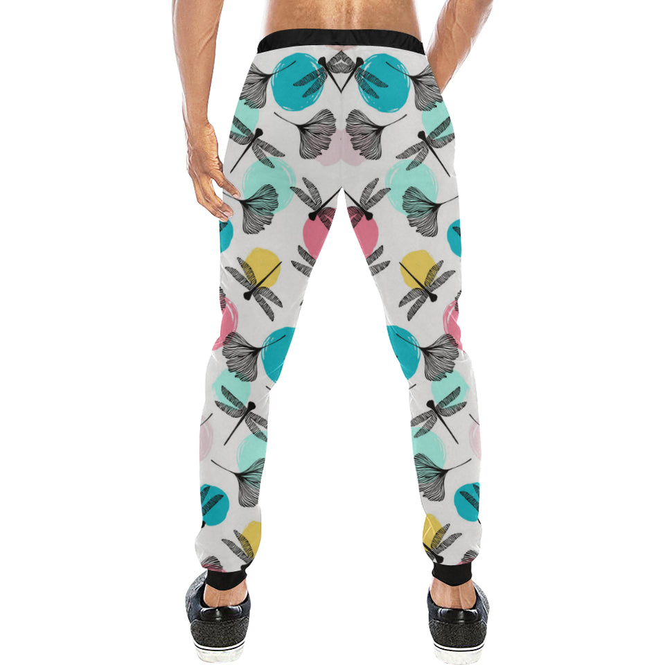 Dragonflies ginkgo leaves pattern Unisex Casual Sweatpants