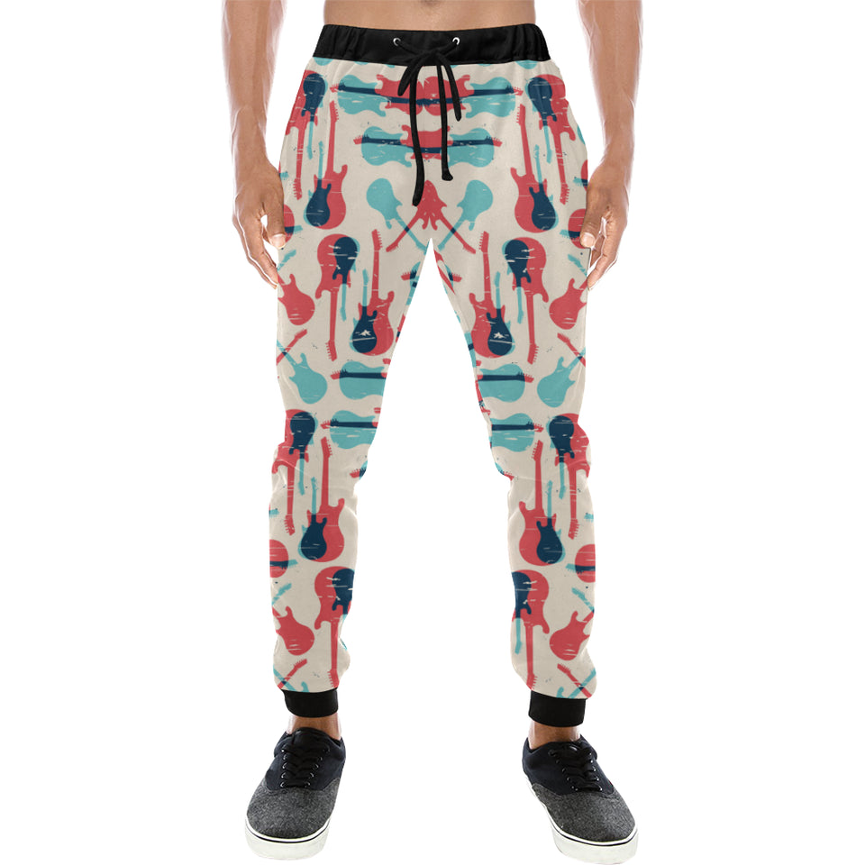 Red Blue guitar pattern Unisex Casual Sweatpants