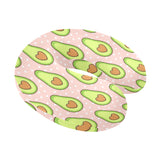 Avocado heart pink background U-Shaped Travel Neck Pillow