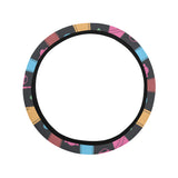 Skate Board Pattern Print Design 02 Car Steering Wheel Cover