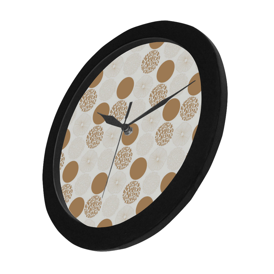 Gold Texture mushroom pattern Elegant Black Wall Clock