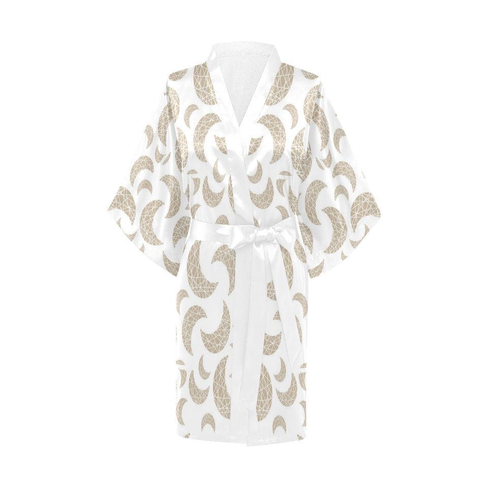 Cool gold moon abstract pattern Women's Short Kimono Robe