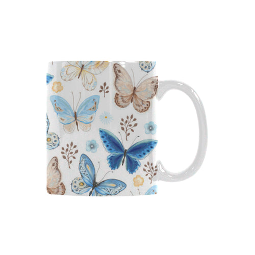 blue butterfly pattern Classical White Mug (Fulfilled In US)