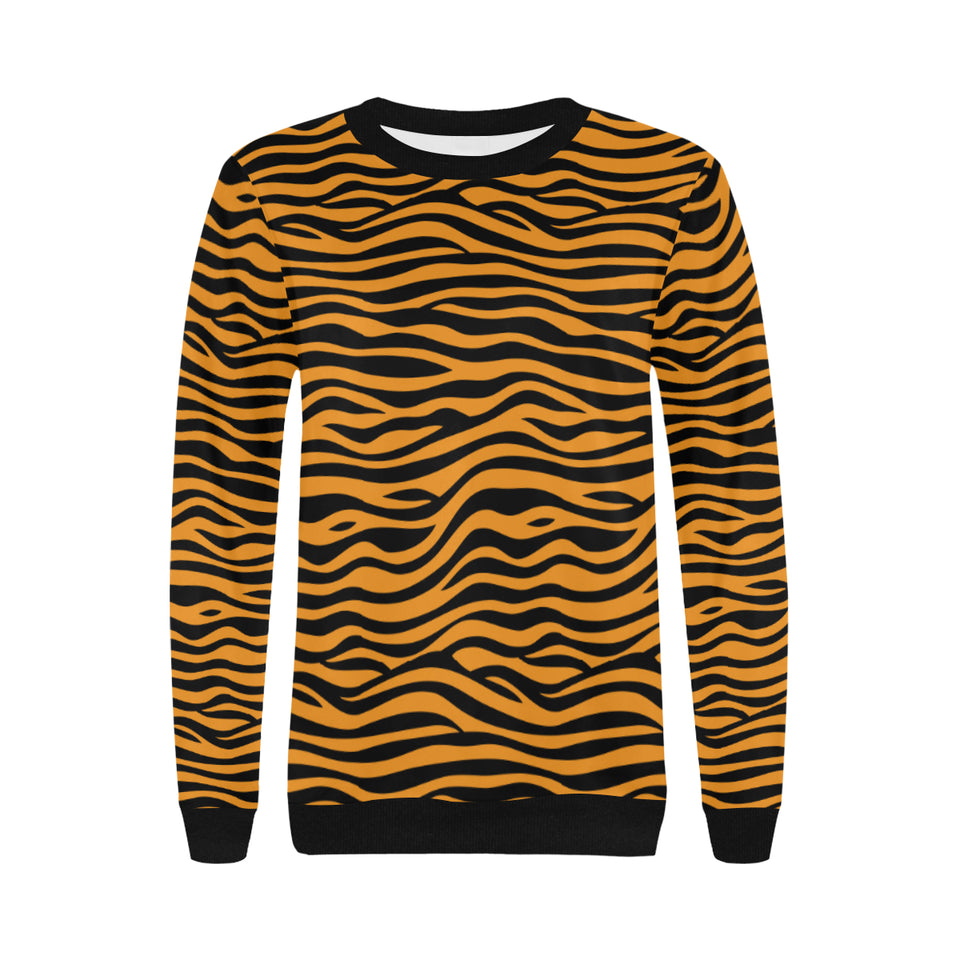 Bengal tigers skin print pattern background Women's Crew Neck Sweatshirt