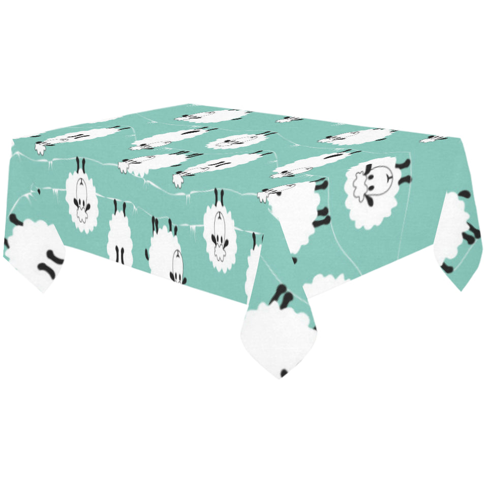 Cute sheep green background Tablecloth
