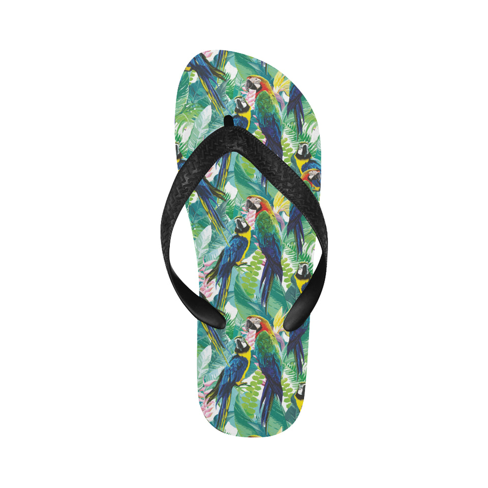 Colorful parrot exotic flower leaves Unisex Flip Flops