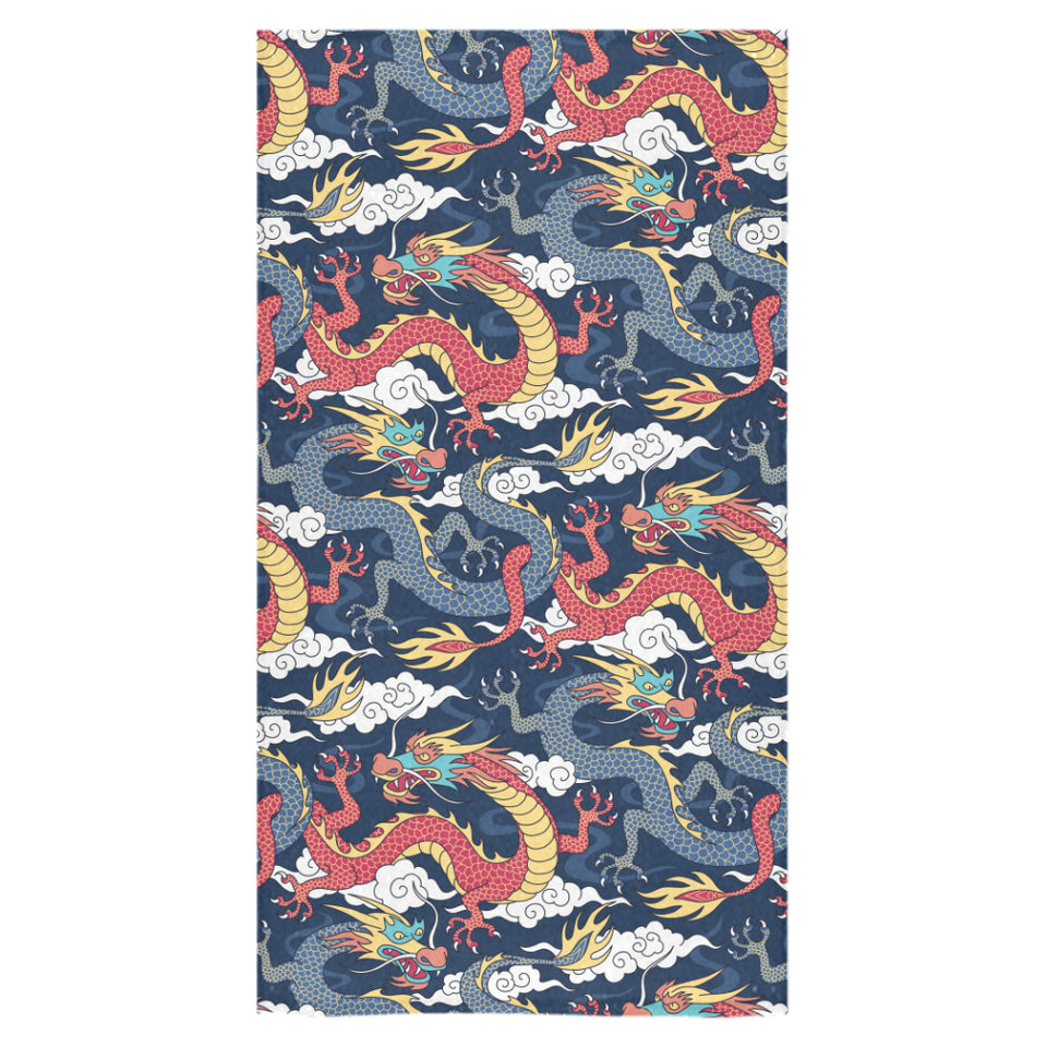 Blue red dragon cloud pattern Bath Towel