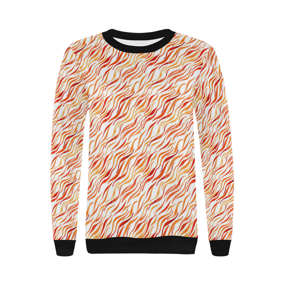 Fire flame watercolor pattern Women's Crew Neck Sweatshirt