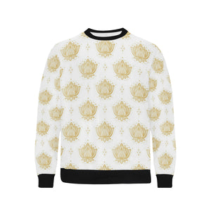 Gold Ornamental lotue waterlily symbol pattern Men's Crew Neck Sweatshirt