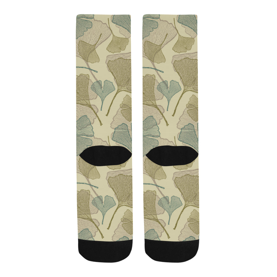 Ginkgo leaves design pattern Crew Socks