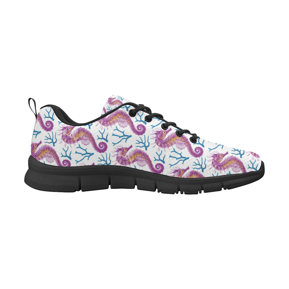Purple seahorse blue coral pattern Men's Sneaker Shoes