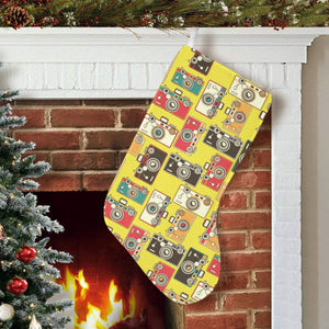 Camera Pattern Print Design 02 Christmas Stocking