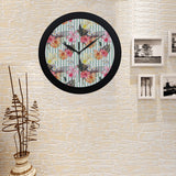 Colorful orchid flower pattern Elegant Black Wall Clock