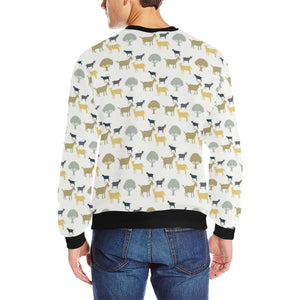 Silhouettes of goat and tree pattern Men's Crew Neck Sweatshirt