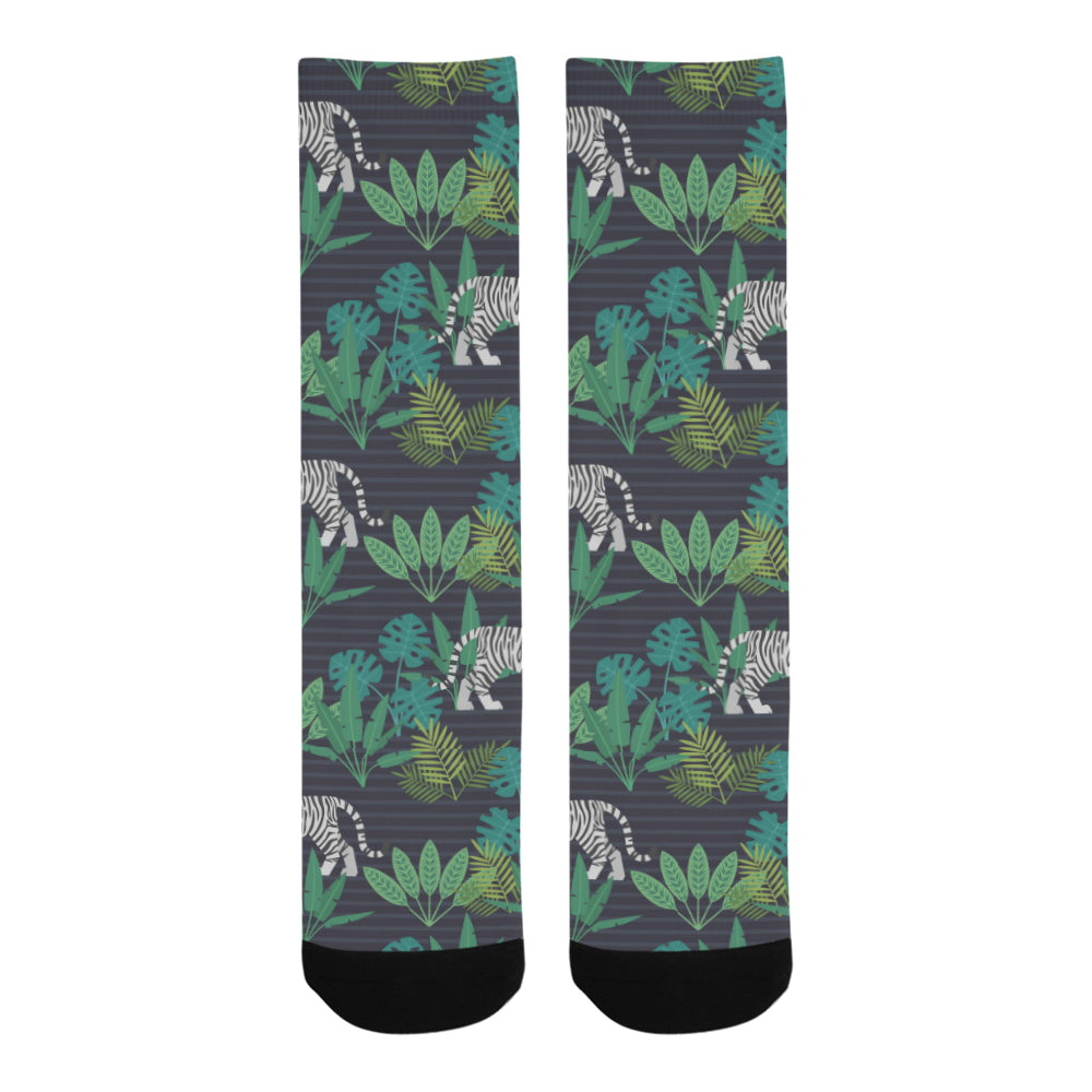 white bengal tigers tropical plant Crew Socks