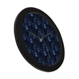 Blue Theme guitar pattern Elegant Black Wall Clock