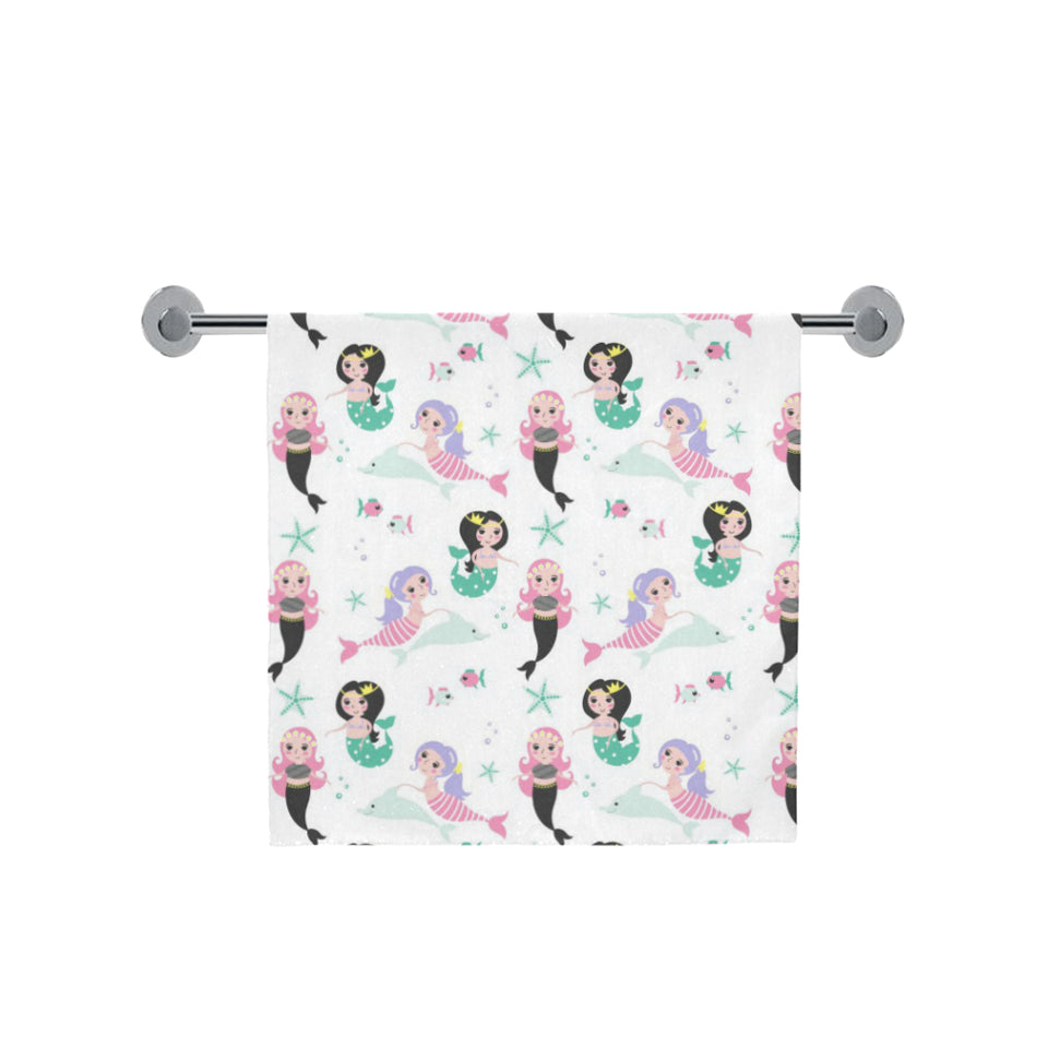 cute mermaid dolphin fish starfish pattern Bath Towel