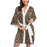 Coffee bean on brown background Women's Short Kimono Robe