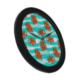 Octopuses sea wave background Elegant Black Wall Clock