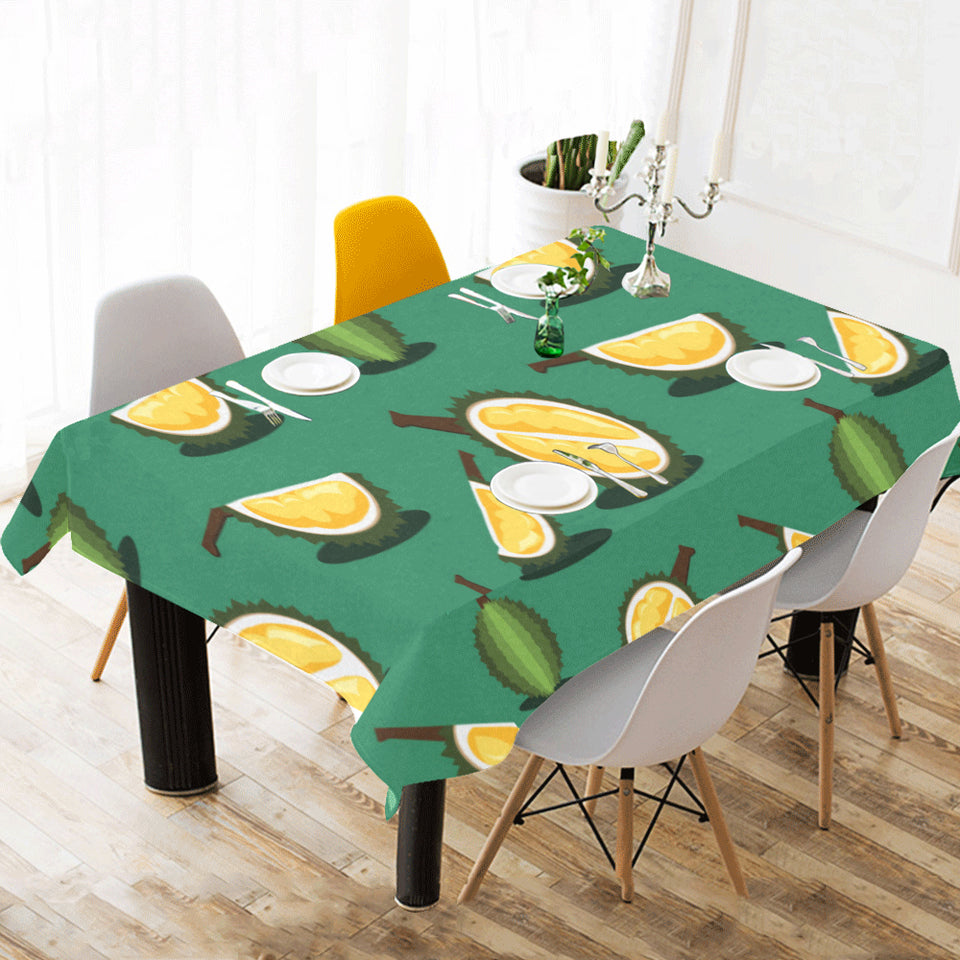 Durian pattern green background Tablecloth