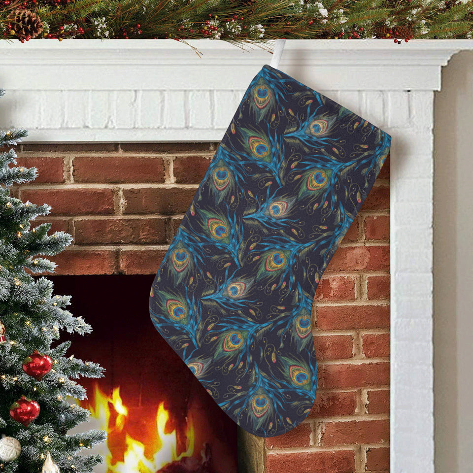 Beautiful peacock feather pattern Christmas Stocking