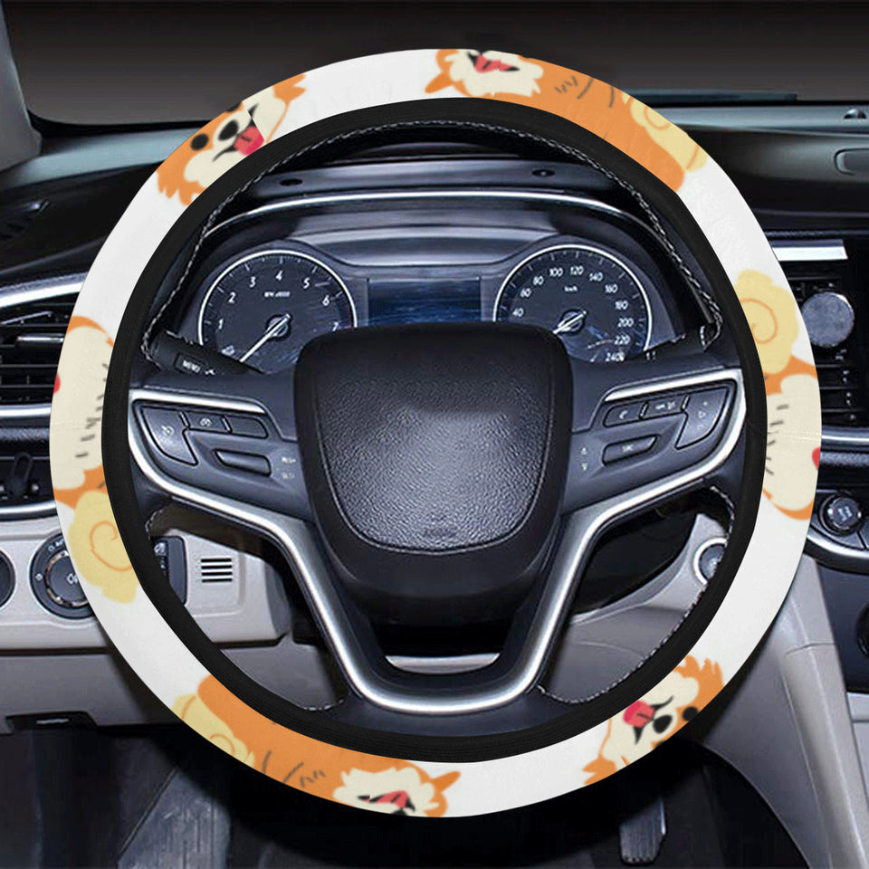 Brown pomeranian pattern Car Steering Wheel Cover