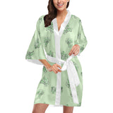 broccoli sketch pattern Women's Short Kimono Robe