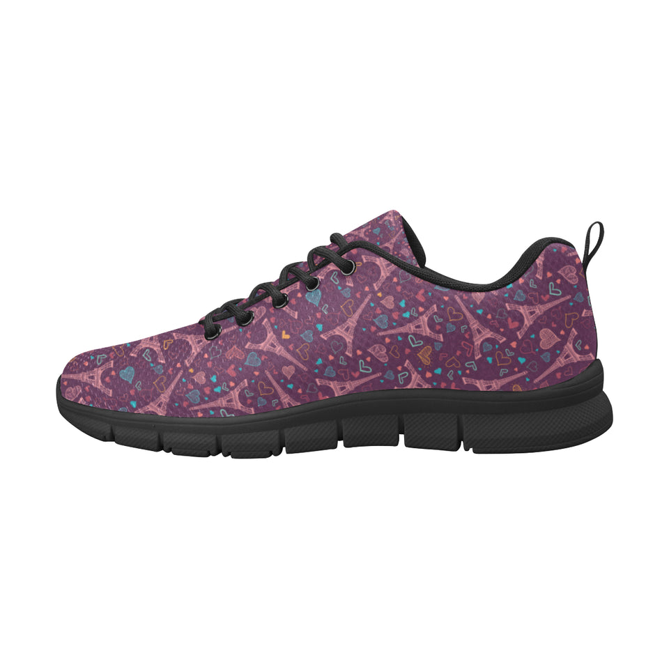 Eiffel Tower Heart Pattern Print Design 04 Women's Sneaker Shoes