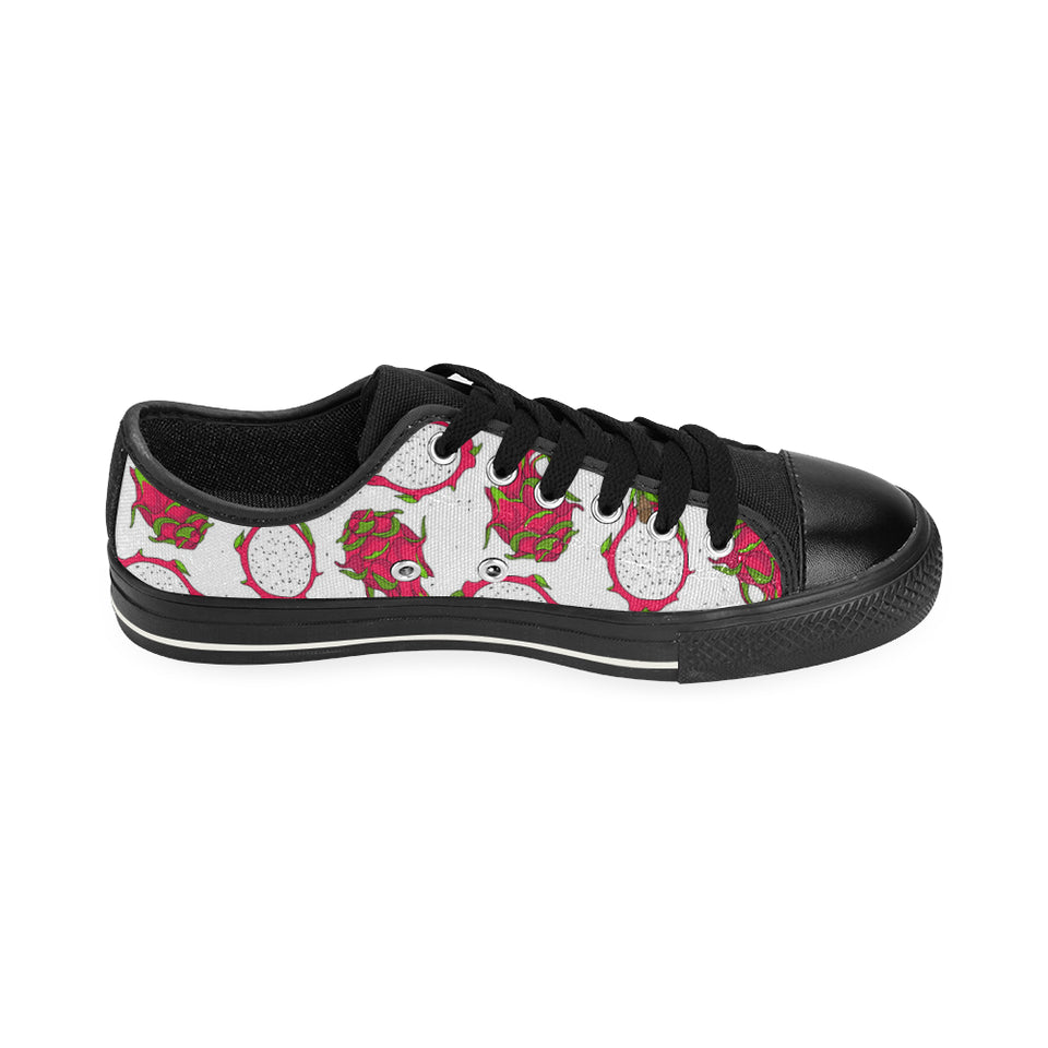 dragon fruits white background Men's Low Top Canvas Shoes Black